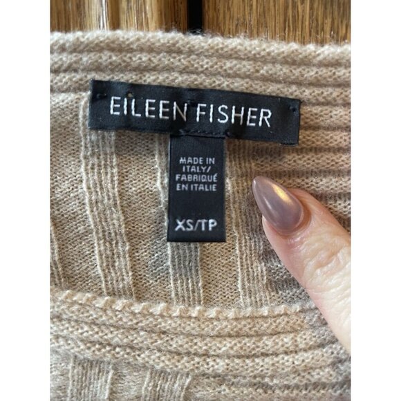 $398 Eileen Fisher Women's Bateau Neck Ribbed Cashmere Sweater Oatmeal Size XS - Picture 7 of 8